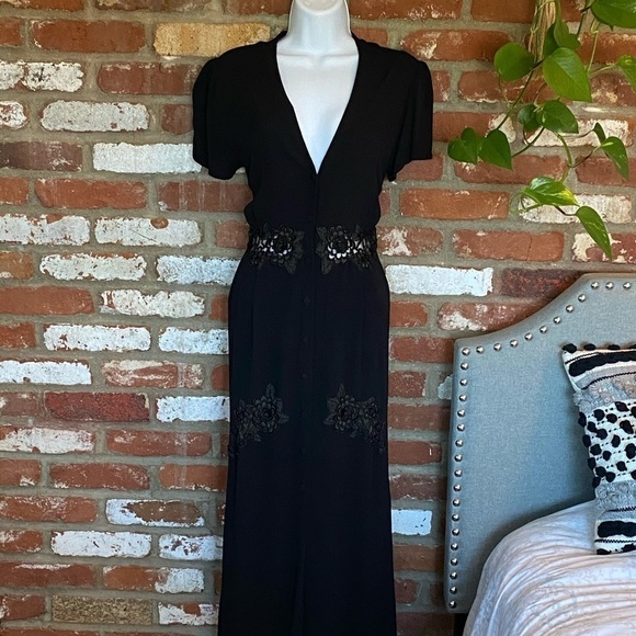 Black maxi dress Merritt Charles Black Lace Maxi Schiffer Dress Size Medium - Picture 4 of 11